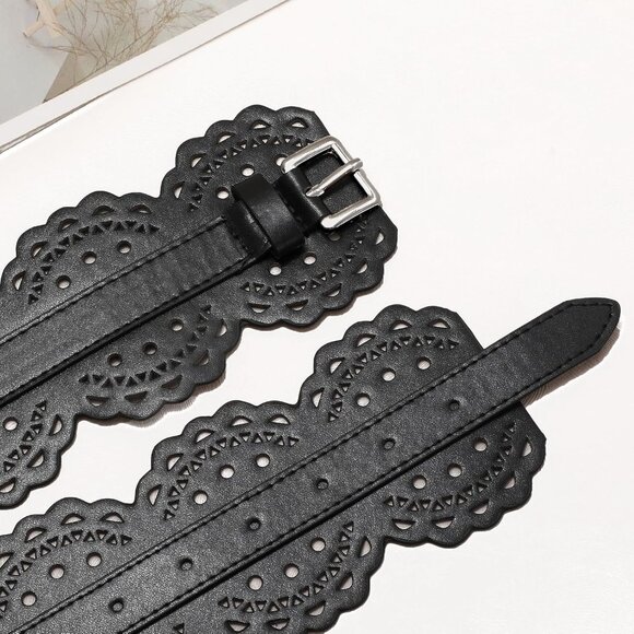 Women Wide Belt Chunky Belts Thick Leather Waist Belt Prong  display picture 2